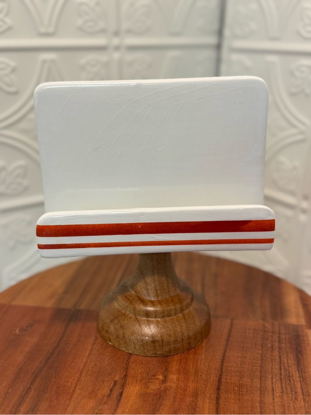 White Ceramic recipe card holder